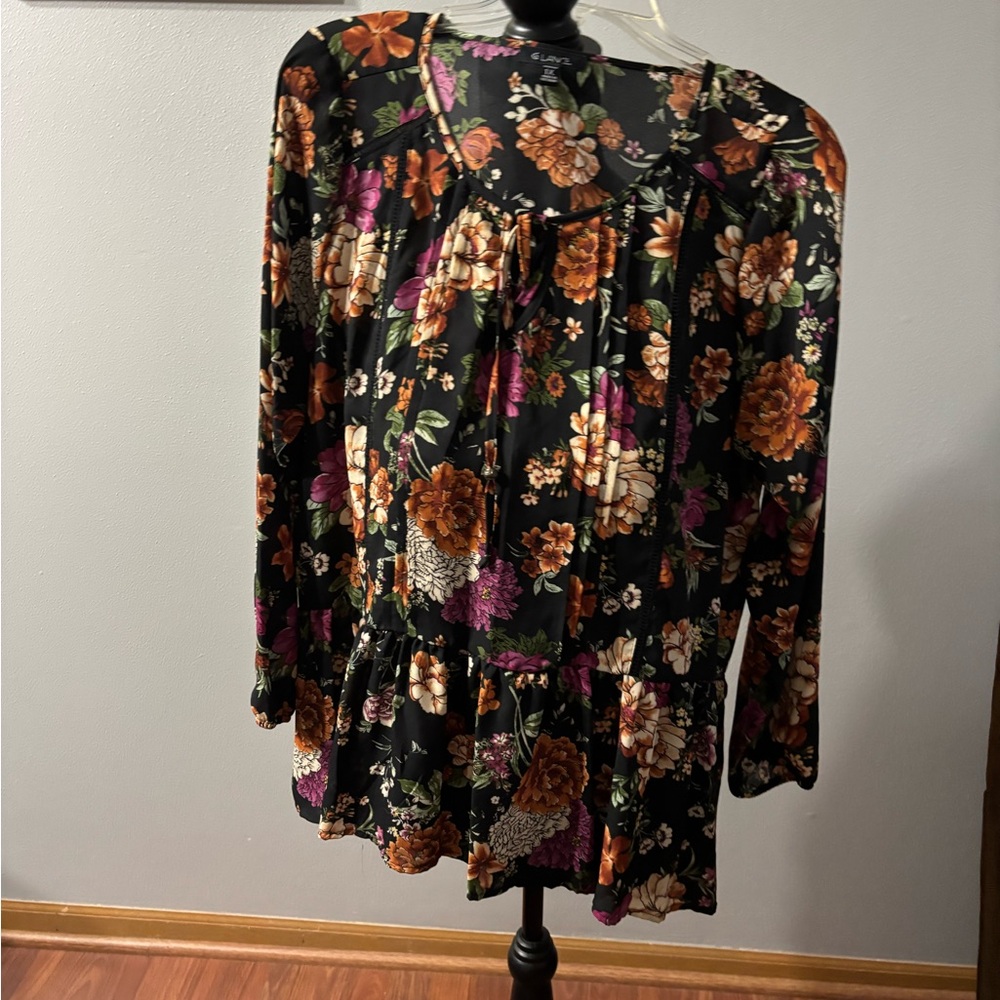 🌸Floral Black Dress (22 PTP)🌸